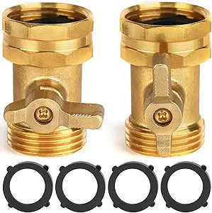 2 Pack Garden Hose Shut Off Valve - Extended Handle - 3/4" Heavy Duty Solid Brass Hose Connector Water Shut Off Valve Hose Shutoff Valve