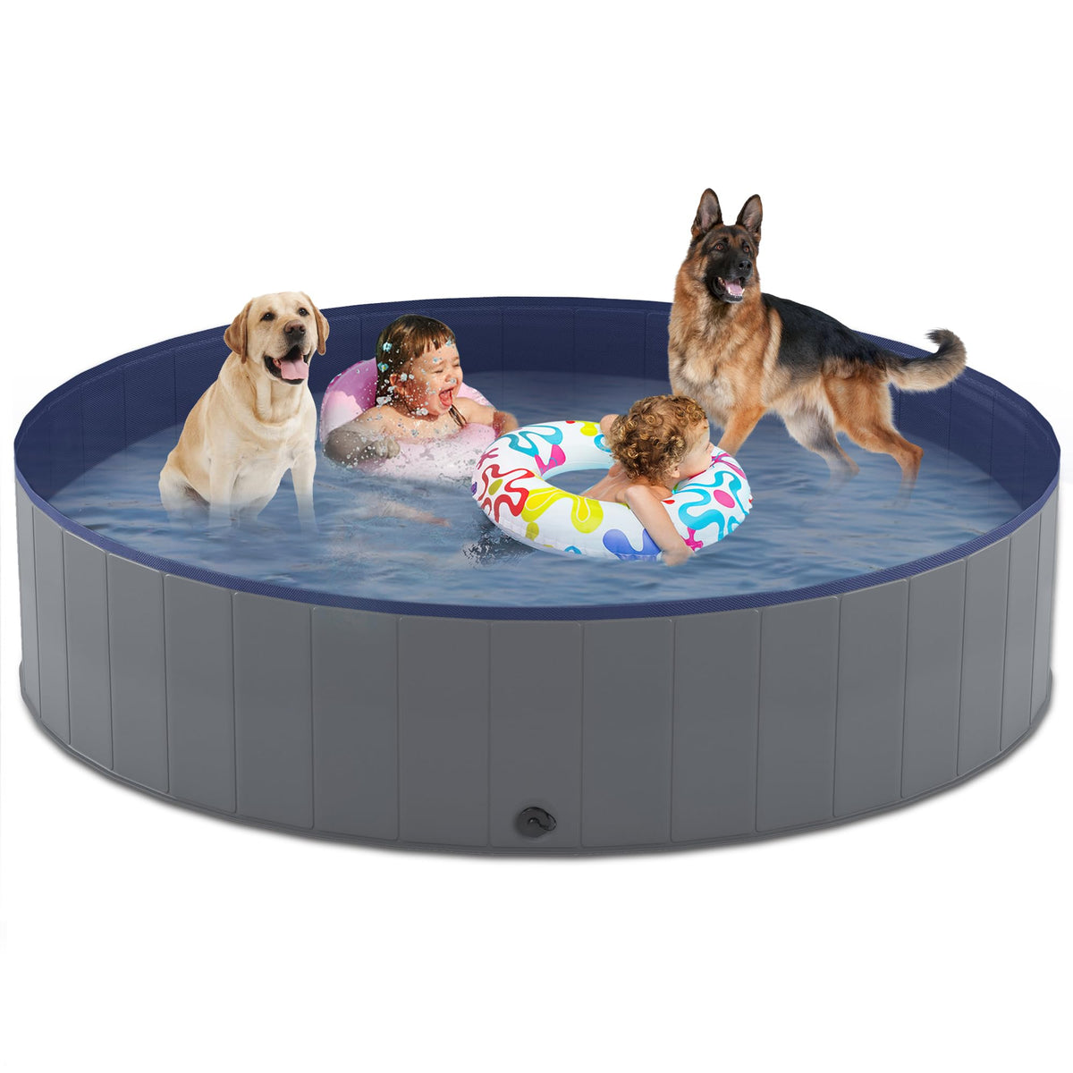 Niubya Foldable Dog Swimming Pool, Collapsible Hard Plastic, Portable Bath Tub for Pets Dogs and Cats, Pet Wading Pool for Indoor and Outdoor, 72 x 12 Inches