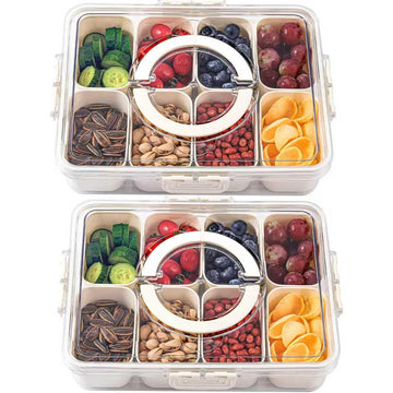 shopwithgreen 2Pcs Divided Serving Tray with Lid and Handle, Portable Snackle Box Snack Containers for Charcuterie, Party, Veggies, Snack, Fruit