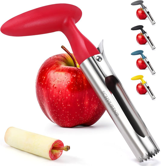 SCHVUBENR Premium Apple Corer Tool - Easy to Use and Clean - Sturdy Apple Core Remover with Sharp Serrated Blades - Stainless Steel Corers