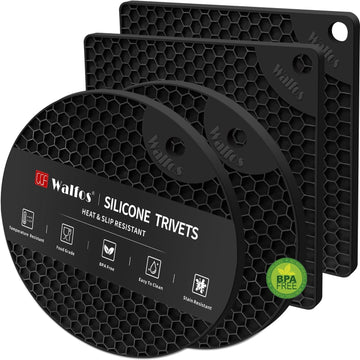 Walfos Silicone Trivet Mats - 4 Heat Resistant Pot Holders, Multipurpose Non-Slip Hot Pads for Kitchen Potholders, Hot Dishers, Jar Opener