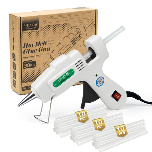 SHJADE Mini Hot Glue Gun Kit with 30 Glue Sticks - Fast Preheating Hot Melt Gun, High Temp for School Crafts DIY Arts and Quick Home Repairs(White)