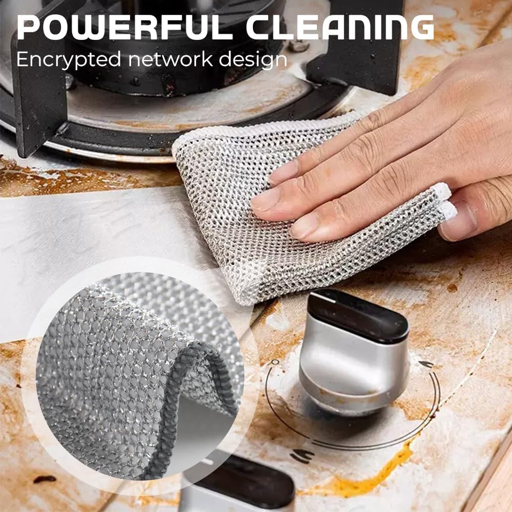 GLOCALL Multipurpose Wire Dishwashing Rags for Wet and Dry, 2024 New Non-Scratch Wire Dishcloth Scrubbing Wire Dishwashing Rag, Reusable Metal Wire Dishwashing Cloth for Home Kitchen Cooktop (20)