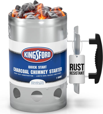 KINGSFORD Heavy Duty Deluxe Charcoal Chimney Starter| BBQ Chimney Starter for Charcoal Grill and Barbecues