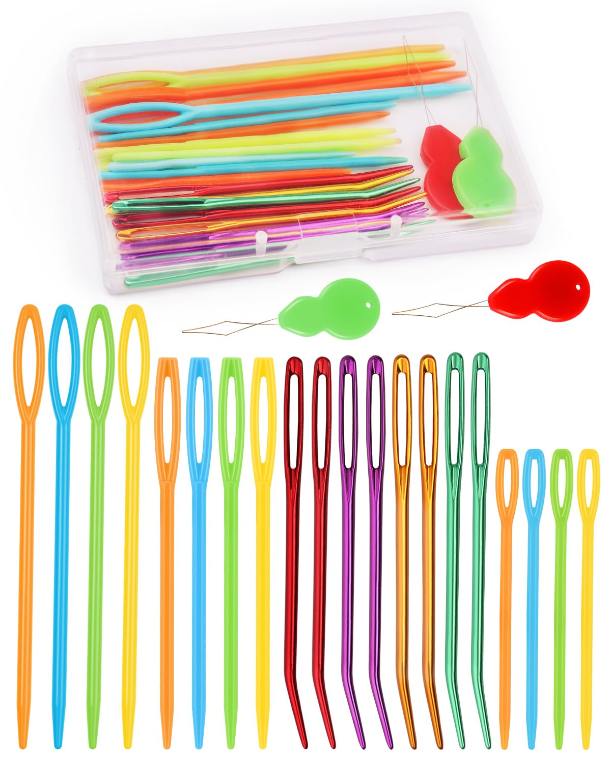 Bupete 25 Pcs Yarn Needles Set, Metal Tapestry Needle, Crochet Needles for Yarn, Large Eye Sewing Needles, Curved Darning Needles, Knitting Needles for Sewing, Knitting, Crochet