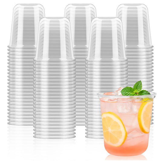 50 Pcs Round Bottom Plastic Cups 12 oz Disposable Stemless Wine Glasses Cocktail Clear Party Cups for Meeting, Wedding, Birthday, Party Supplies