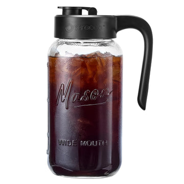 Mason Jar Pitcher, 64 oz (2 quart), Glass Pitcher with Lid