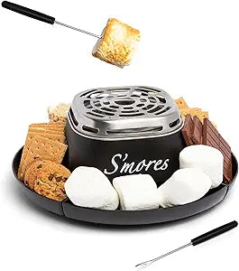 Nostalgia Tabletop Indoor Electric S'mores Maker - Smores Kit With Marshmallow Roasting Sticks and 4 Trays for Graham Crackers, Chocolate