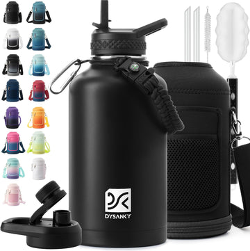 Insulated Water Bottle| Thickened Stainless Steel Vacuum Metal| Portable Sports Half Gallon Large Water Jug for Gym and Hiking with Straw