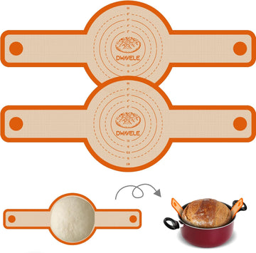 Silicone Bread Sling for Dutch Oven, Non-Stick & Easy to Clean Baking Mat Set, 2 Pcs Reusable Bread Sling for Sourdough Tools & Accessories