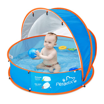 Peradix Paddling Pool for Kids & Pets Infant Ball Pit Tent, Baby Beach Tent, Toddler Wading Pool UV Sun Shelter Canopy with Mosquito Net
