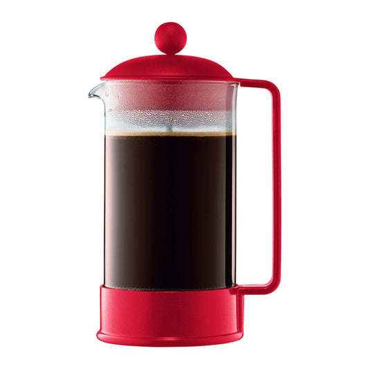 Bodum 34oz Brazil French Press Coffee Maker, High-Heat Borosilicate Glass, Red - Made in Portugal
