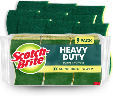 Scotch-Brite Heavy Duty Scrub Sponge, 9 Kitchen Sponges Designed for Tough Messes in the Kitchen that Last 3X Longer*
