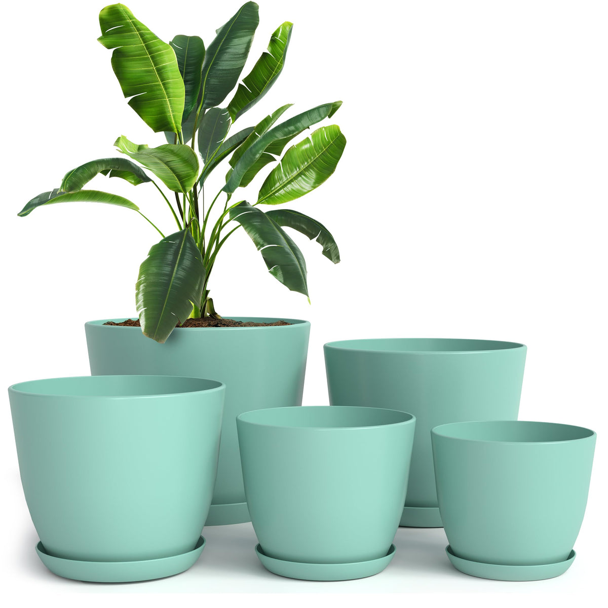 Utopia Home - Plant Pots Indoor with Drainage - 7/6.6/6/5.3/4.8 Inches Flower Pots for Indoor Planter - 5 Pack Plastic Planters - Ideal