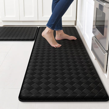 Kitchen Mats, 2PCS Kitchen Rugs, Cushioned Anti Fatigue Kitchen Mats for Floor, Non-Slip Standing Sink Mat, Waterproof Kitchen Rug Set