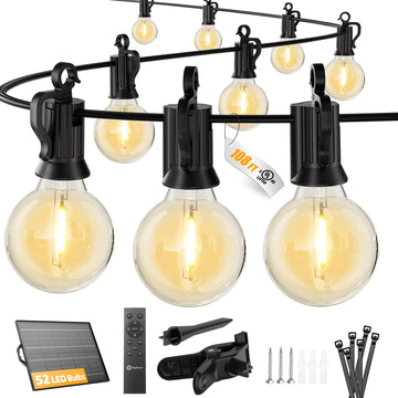 Brightown 108FT 52LED Solar String Lights Outdoor with Remote & USB Port