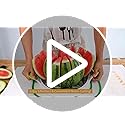 Watermelon Cutter Extra Large Watermelon Slicer, Melon Slicer Multifunctional Handheld Home Stainless Steel Round Fruit Divider Fruits Cutting Slicing Into Uniform Size by12 Pcs, Easy to Clean