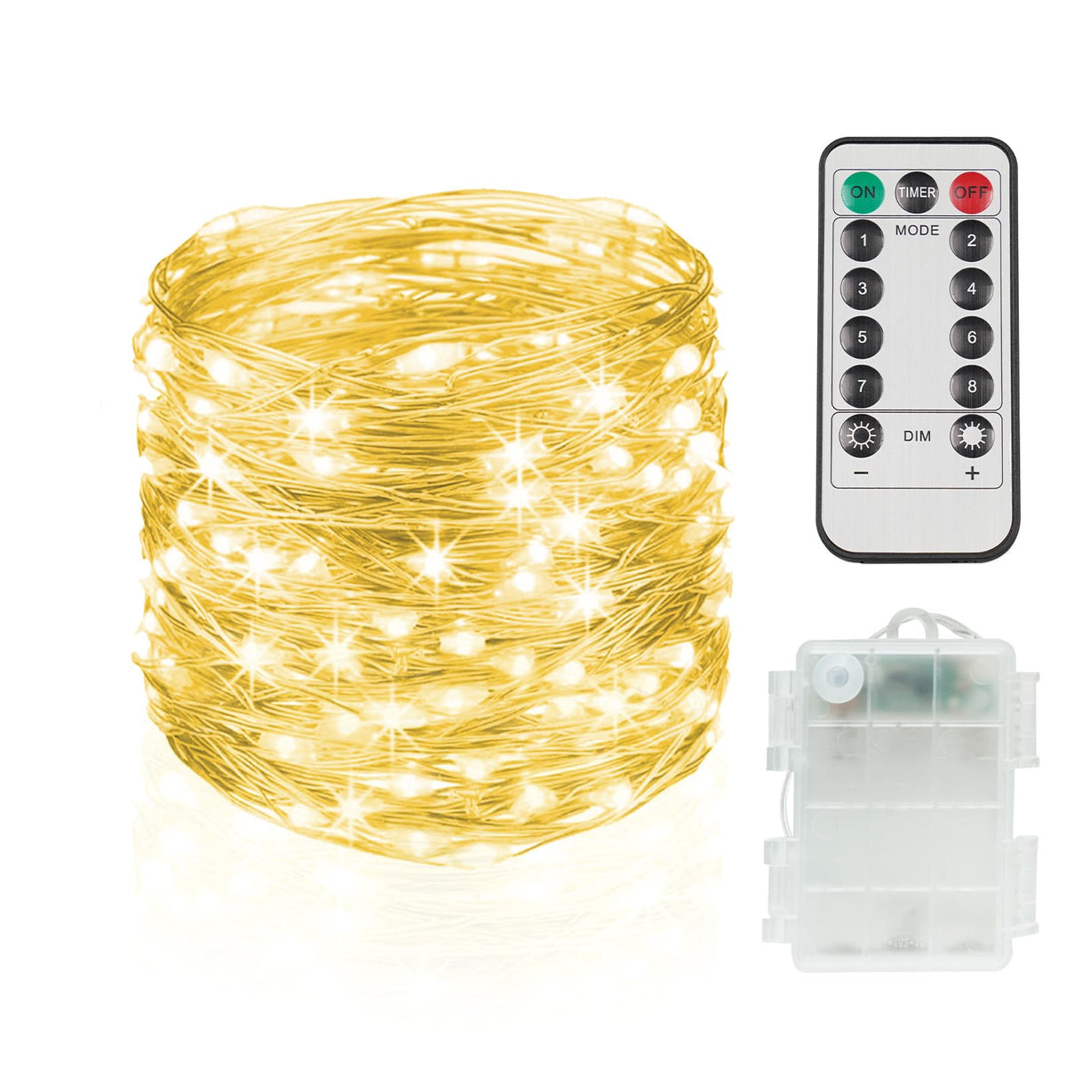 suddus Fairy Lights Battery Operated with Remote, 33ft 100 LED Dimmable Twinkle Lights with Timer, Waterproof Copper Wire String Lights for Bedroom