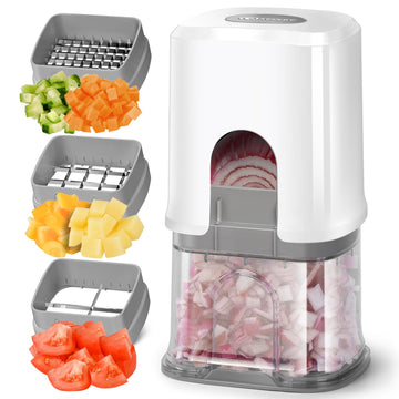 KEOUKE Multifunctional Vegetable Chopper White - 3 Interchangeable Blades Potato French Fry Cutter