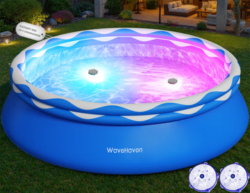 Easy Set Pool with Pool Lights, Above Ground Pool, Large Inflatable Swimming Pool for Adults Round Pool