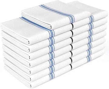 Zeppoli Classic Dish Towels - 15 Pack - 14" by 25" - 100% Cotton Kitchen Towels - Reusable Bulk Cleaning Cloths - Blue Hand Towels