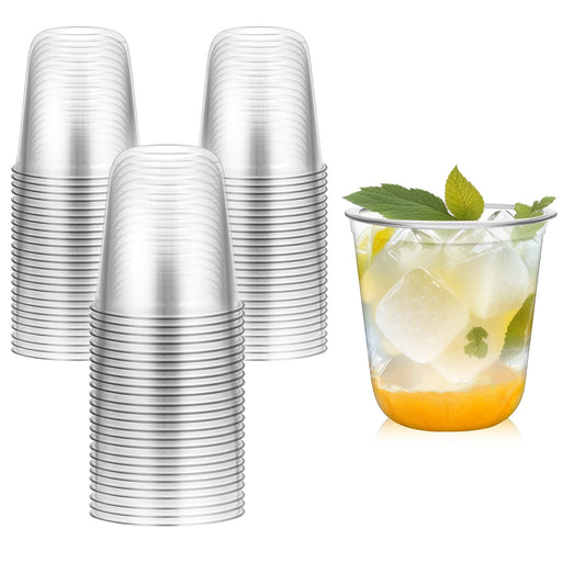 Disposable Stemless Glasses 12oz Crystal Plastic Cups Disposable Cold Party Drinking Cups Wine Glasses for Meeting Weddings Birthdays Cocktail Christmas Party Supplies (Clear, 50 Pcs)