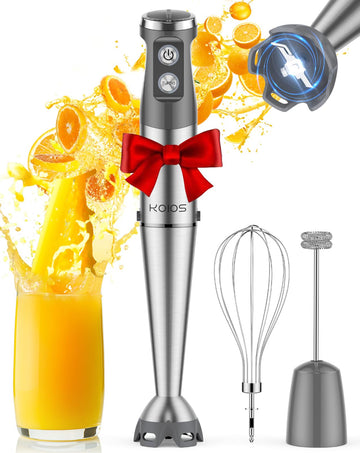 KOIOS Immersion Blender, 1000W Anti-scratch 3-in-1 Hand Blender, 12 Speed Stainless Steel Blade Stick Blenders with Turbo Mode