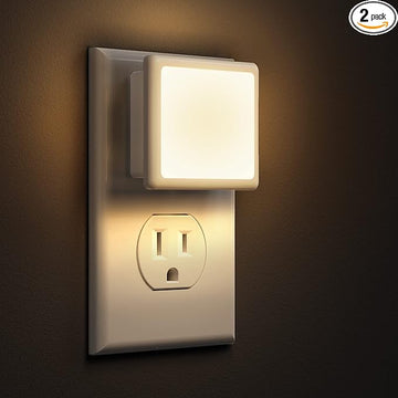 L Lohas LED Night Lights Plug into Wall 2-Pack, 0.3W Plug in Night Light, Dusk to Dawn, 3000K Soft White, Bright Nightlight Auto-On/Off