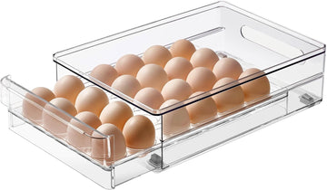 vacane 24 Capacity Egg Holder for Refrigerator Organizer Bins, BPA Free Egg Storage Container with Non-Slip Pads, Space-Saving Egg Tray