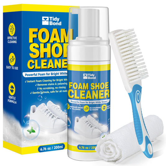 Shoe Cleaner 6.76 fl oz (200ml) – Sneaker Cleaner Foam for White Shoes, Deep Removes Stains & Dirt, Anti-Yellowing Shoe Cleaning Kit with Brush & Towel for Leather, Canvas, Knit, Rubber & More