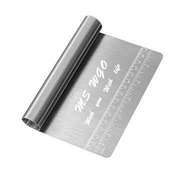 Pro Dough Pastry Scraper/Cutter/Chopper Stainless Steel Mirror Polished with Measuring Scale Multipurpose- Cake, Pizza Cutter