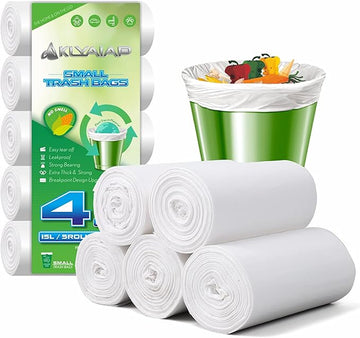 220 Counts Aklyaiap 4 Gallon Trash Bag, Tear & Leak Resistant Bathroom Biodegradable Small Garbage Can Bags Unscented for Home & Kitchen, 5Rolls