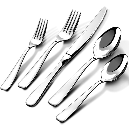 18/10 Silverware Set for 8, 40 Piece Stainless Steel Flatware Set Cutlery