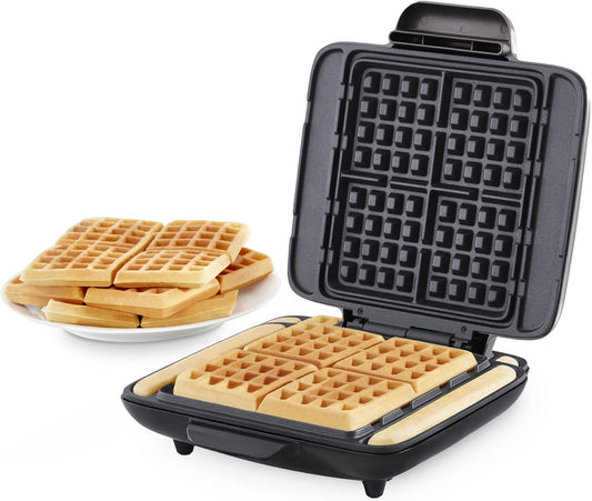 Dash No-Drip Waffle Maker - Quad Waffle Maker for Hassle-Free Breakfasts - Dual Nonstick Heating Plates & Quick Heat-Up System