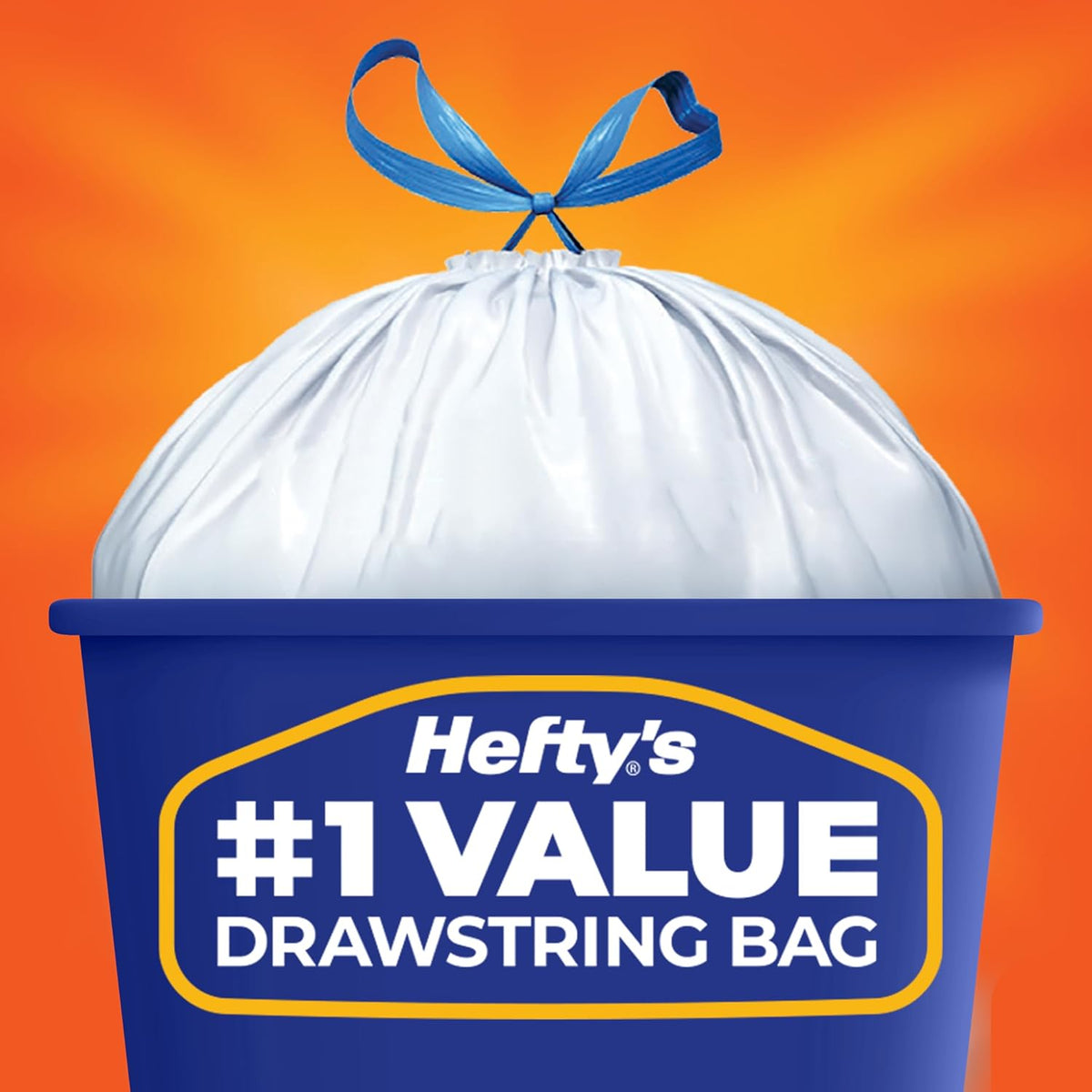 Hefty Strong 13 Gallon Trash Bags, Tall Kitchen Trash Bags, UnscentedLarge Trash Bags with Drawstrings, Durable Closure, Resists Leaks, Punctures, and Tears, White, Unscented, 90 Bags