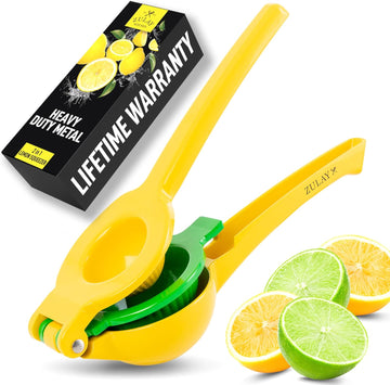 Zulay Kitchen Metal 2-in-1 Lemon Squeezer - Sturdy Max Extraction Hand Juicer Lemon Squeezer Gets Every Last Drop