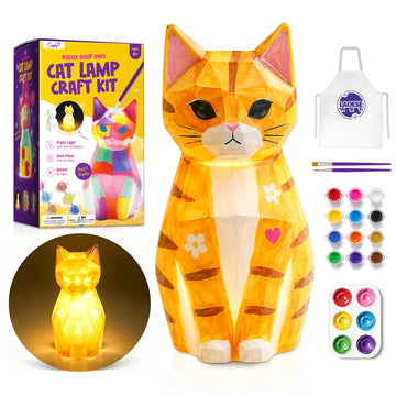 Paint Your Own Cat Lamp Kit, Crafts for Kids Ages 6-12, Gifts for Girls Boy