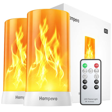Hompavo Flame Lights with Remote, Timer, 4-Mode Rechargeable