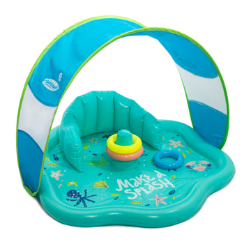SwimSchool Infant Baby Pool Floats, Free Swimming, Super Buoyant – Ages 6-24 Months – Multiple Colors/Styles – Adjustable Canopies and Seats