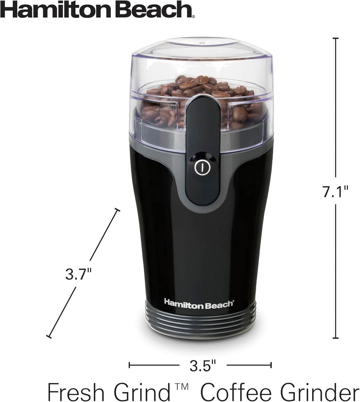 Hamilton Beach Fresh Grind Electric Coffee Grinder for Beans, Spices and More, Stainless Steel Blades, Removable Chamber, Makes up to 12 Cups, Black