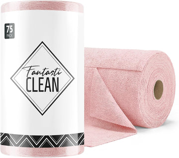 Fantasticlean Microfiber Cleaning Cloth Roll -75 Pack, Tear Away Microfiber Towels, 12" x 12", Reusable, Washable, Scratch Free