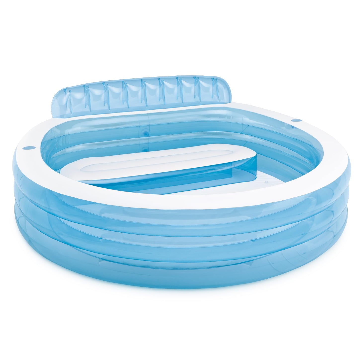 INTEX Swim Center Inflatable Family Lounge Pool: Built-In Bench – Cup Holder – 156 Gallon Capacity – 90" x 86" x 31" – Blue