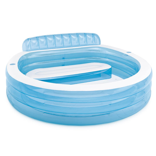 INTEX Swim Center Inflatable Family Lounge Pool: Built-In Bench – Cup Holder – 156 Gallon Capacity – 90" x 86" x 31" – Blue