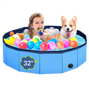 Dog Pool, Foldable Pet Swimming Pool with 6mm High-Strength PP Board, Hard Plastic Collapsible Doggy Pools for Small Dogs Kitty Duck
