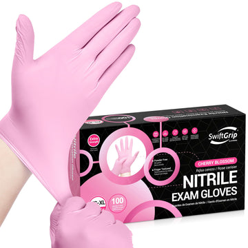 SwiftGrip Nitrile Exam Gloves, 4 Mil, Cherry Blossom