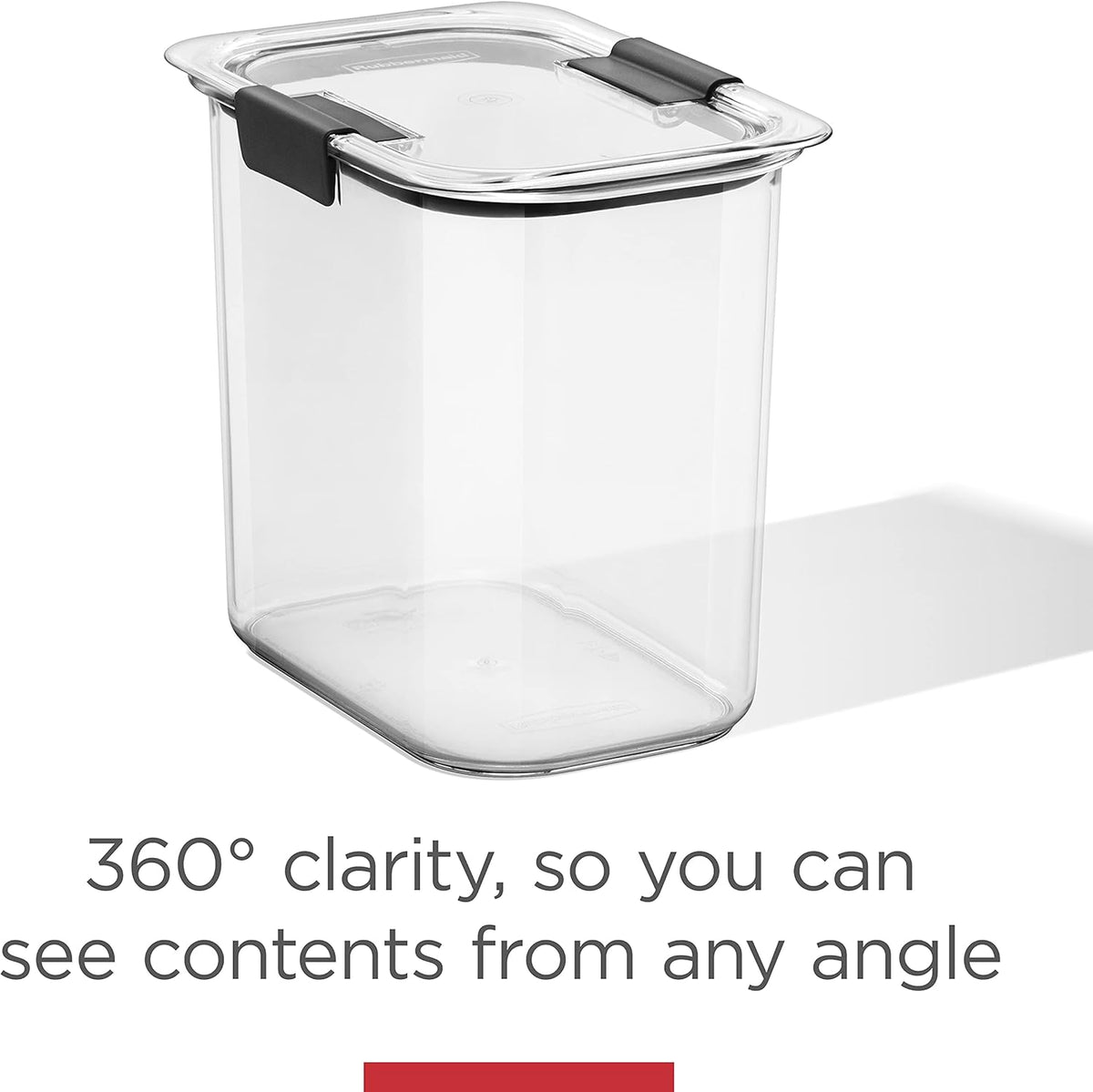 Rubbermaid Brilliance 12-Cup Airtight Food Storage Container, Perfect for Pantry Staples, Clear/Grey
