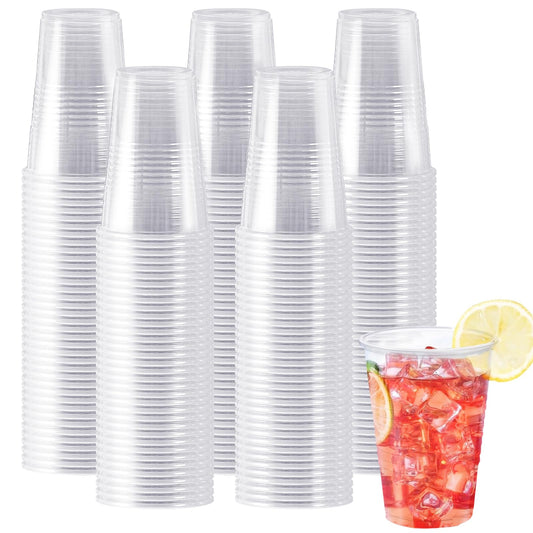 SIUQ 600 Pack 9 oz Plastic Cups, Clear Disposable Cups, Hot/Cold Party Drinking Cups, PP Clear Plastic Cups Bulk for Party, Picnic, BBQ, Wedding, Travel