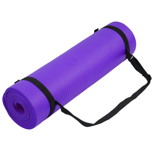 Fitvids Yoga Mat, 1/2-Inch Extra Thick High Density Exercise Mat, Anti-Tear Exercise Yoga Mat with Carrying Strap, Suitable for Various Yoga Exercises