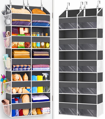 Heavy Duty Over Door Organizer 5 Tiers, 10 Front & 10 Mesh Pockets
