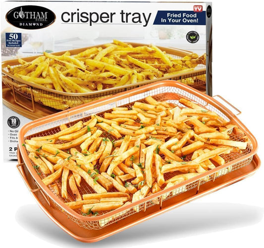 Gotham Steel Baking Sheet with Air Fry Rack, 16.5” x 12.5”, 2 Pc Multipurpose Air Fryer Tray and Cookie Sheet Pan for Oven, Use as Cooling Wire Rack